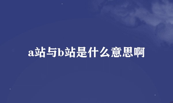 a站与b站是什么意思啊