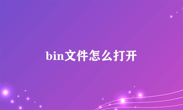 bin文件怎么打开