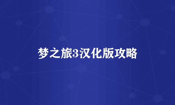 梦之旅3汉化版攻略