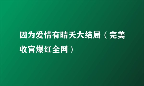 因为爱情有晴天大结局（完美收官爆红全网）