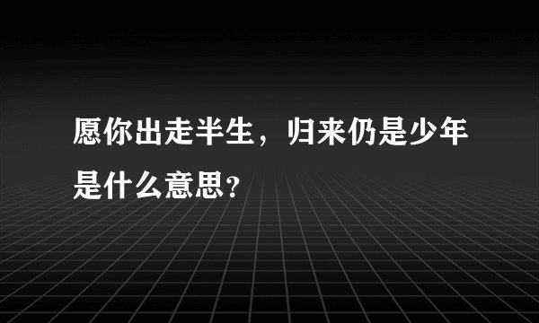 愿你出走半生，归来仍是少年是什么意思？
