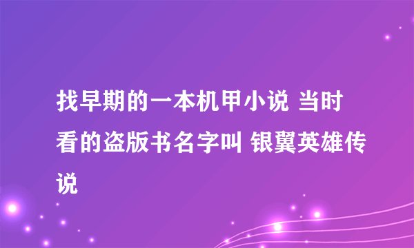 找早期的一本机甲小说 当时看的盗版书名字叫 银翼英雄传说