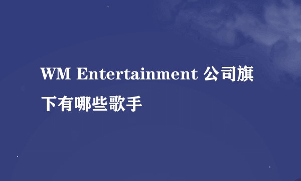 WM Entertainment 公司旗下有哪些歌手
