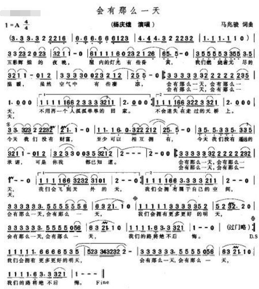 会有那么一天吉他弹唱谱是什么？