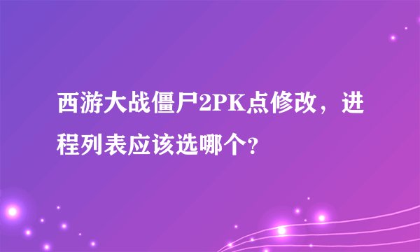 西游大战僵尸2PK点修改，进程列表应该选哪个？