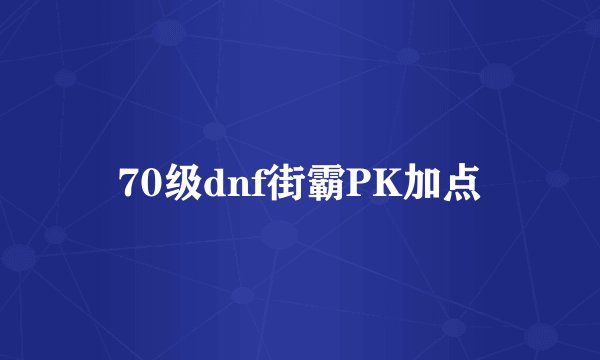 70级dnf街霸PK加点