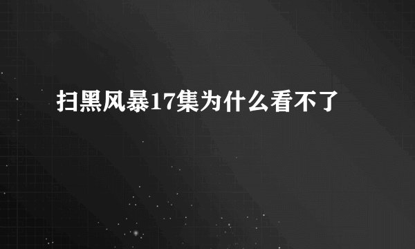 扫黑风暴17集为什么看不了