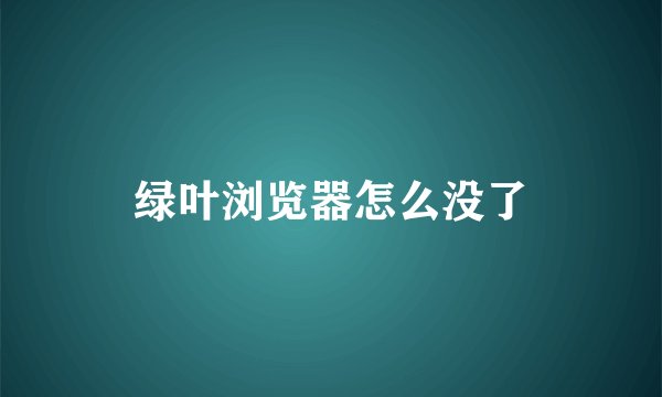 绿叶浏览器怎么没了