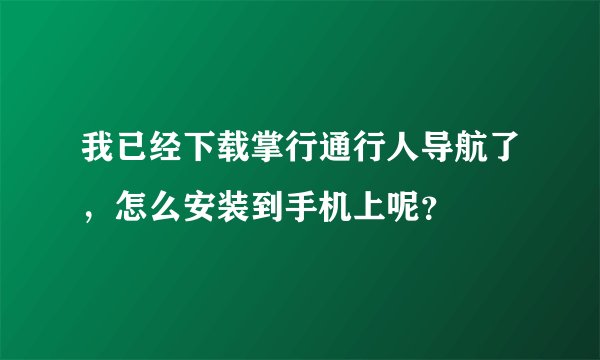我已经下载掌行通行人导航了，怎么安装到手机上呢？