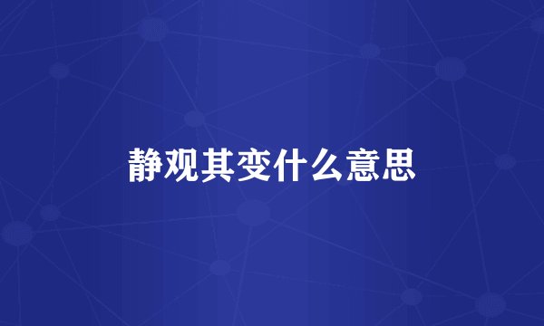 静观其变什么意思