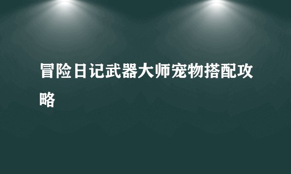 冒险日记武器大师宠物搭配攻略