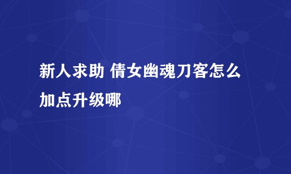 新人求助 倩女幽魂刀客怎么加点升级哪
