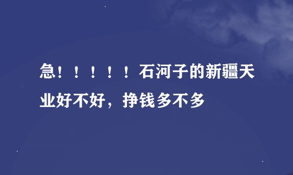 急！！！！！石河子的新疆天业好不好，挣钱多不多