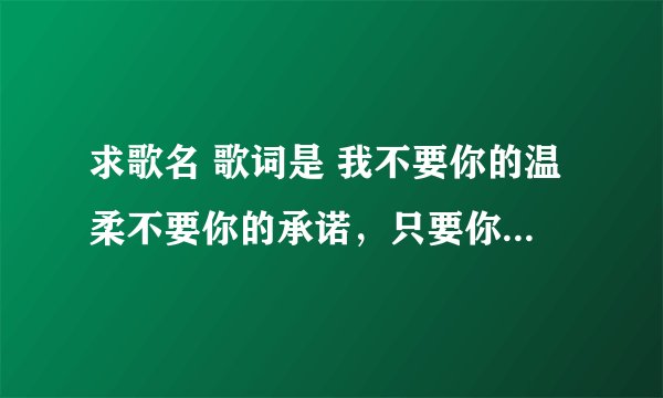 求歌名 歌词是 我不要你的温柔不要你的承诺，只要你真真切切的爱我一遍
