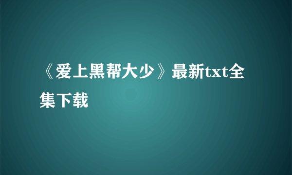 《爱上黑帮大少》最新txt全集下载