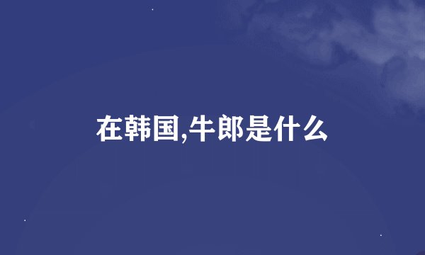 在韩国,牛郎是什么