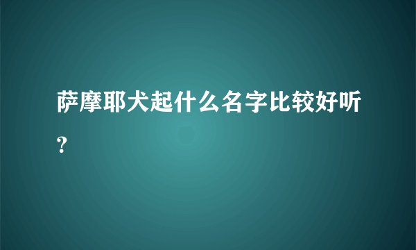 萨摩耶犬起什么名字比较好听？