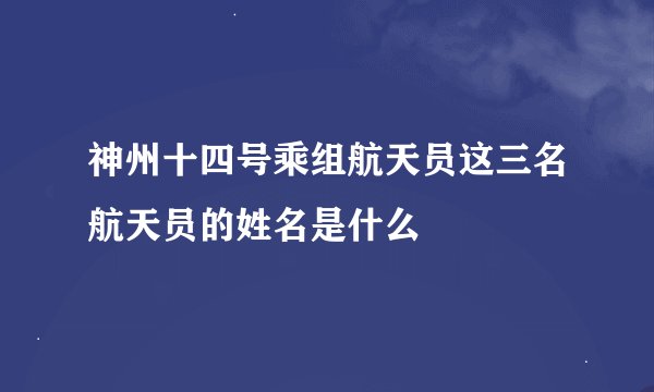 神州十四号乘组航天员这三名航天员的姓名是什么