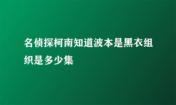 名侦探柯南知道波本是黑衣组织是多少集