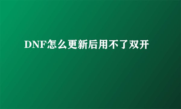 DNF怎么更新后用不了双开