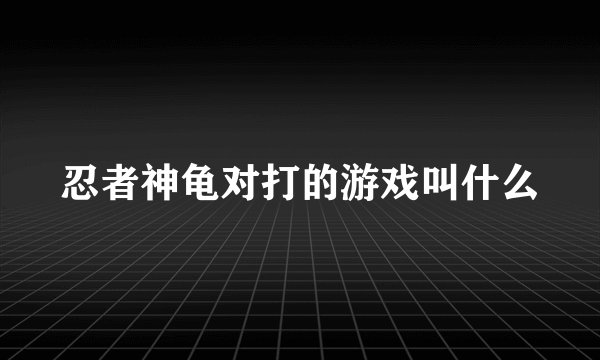 忍者神龟对打的游戏叫什么