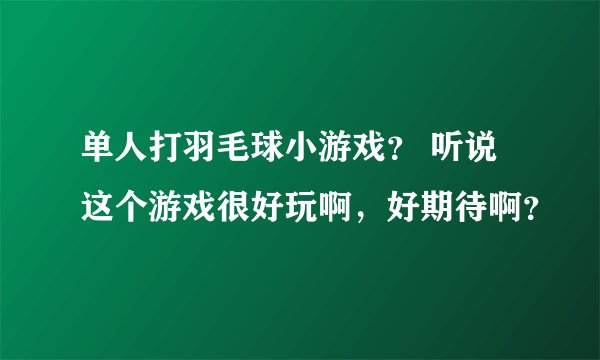 单人打羽毛球小游戏？ 听说这个游戏很好玩啊，好期待啊？