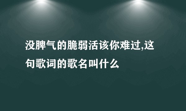 没脾气的脆弱活该你难过,这句歌词的歌名叫什么