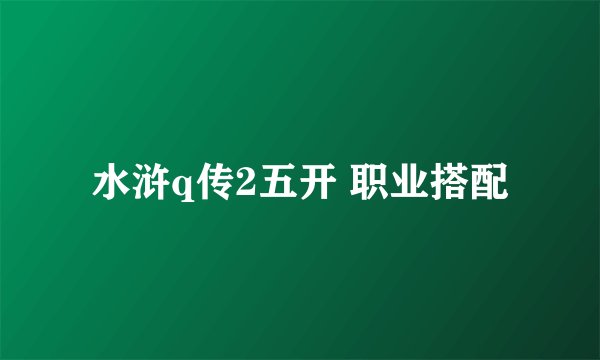 水浒q传2五开 职业搭配