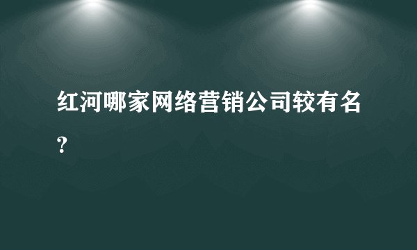红河哪家网络营销公司较有名？