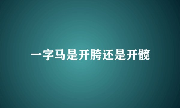 一字马是开胯还是开髋
