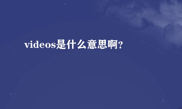 videos是什么意思啊？
