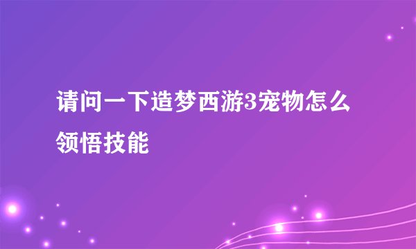 请问一下造梦西游3宠物怎么领悟技能