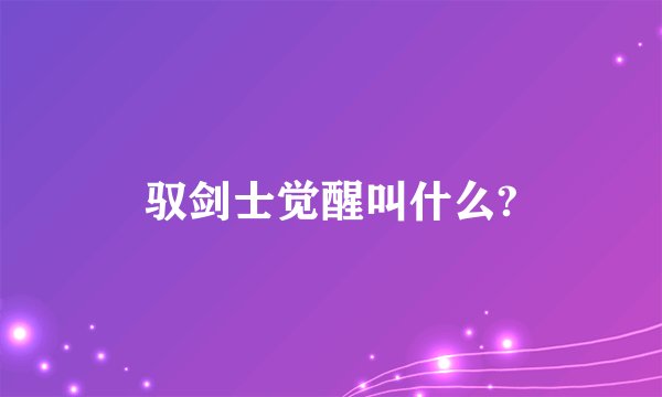 驭剑士觉醒叫什么?