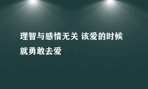 理智与感情无关 该爱的时候就勇敢去爱