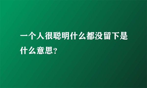 一个人很聪明什么都没留下是什么意思？