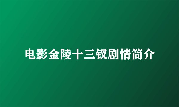 电影金陵十三钗剧情简介