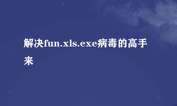 解决fun.xls.exe病毒的高手来