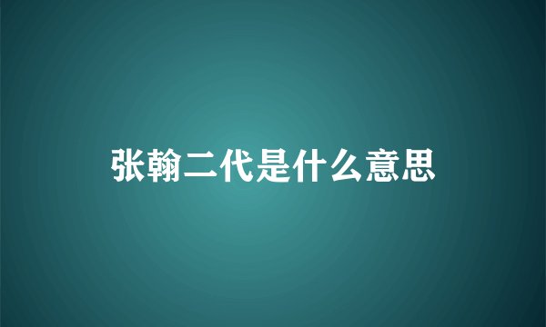 张翰二代是什么意思