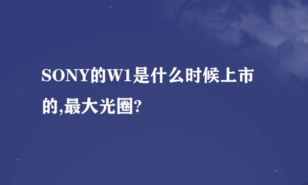 SONY的W1是什么时候上市的,最大光圈?