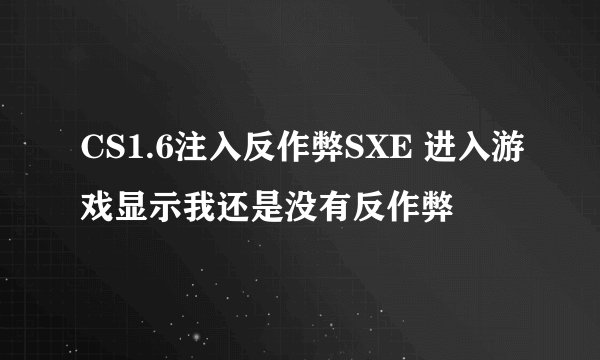 CS1.6注入反作弊SXE 进入游戏显示我还是没有反作弊