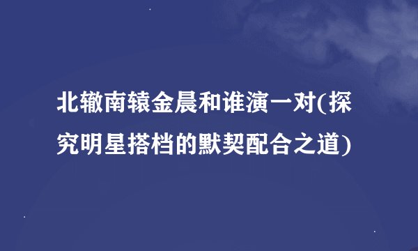 北辙南辕金晨和谁演一对(探究明星搭档的默契配合之道)