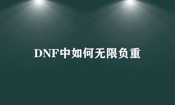 DNF中如何无限负重