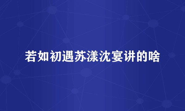 若如初遇苏漾沈宴讲的啥
