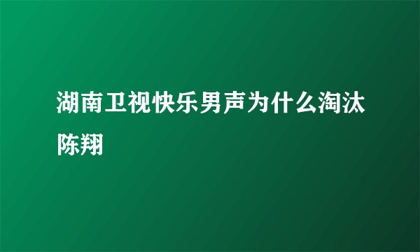 湖南卫视快乐男声为什么淘汰陈翔