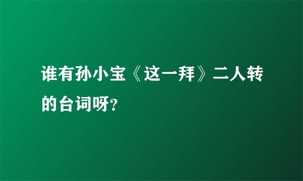 谁有孙小宝《这一拜》二人转的台词呀？