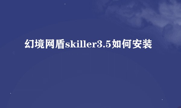 幻境网盾skiller3.5如何安装