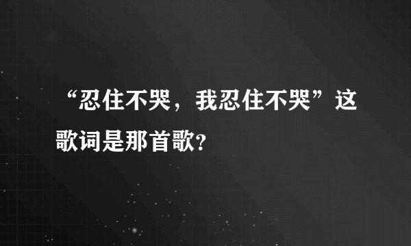 “忍住不哭，我忍住不哭”这歌词是那首歌？