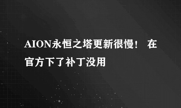 AION永恒之塔更新很慢！ 在官方下了补丁没用