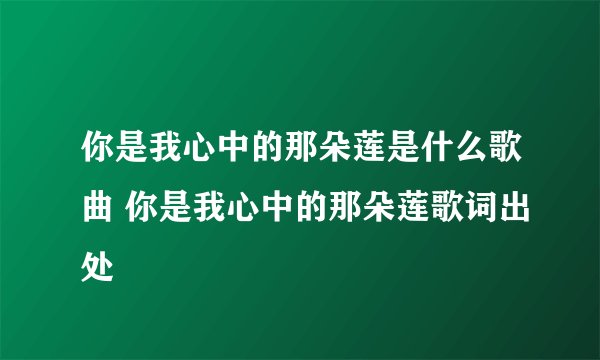 你是我心中的那朵莲是什么歌曲 你是我心中的那朵莲歌词出处