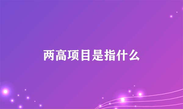 两高项目是指什么